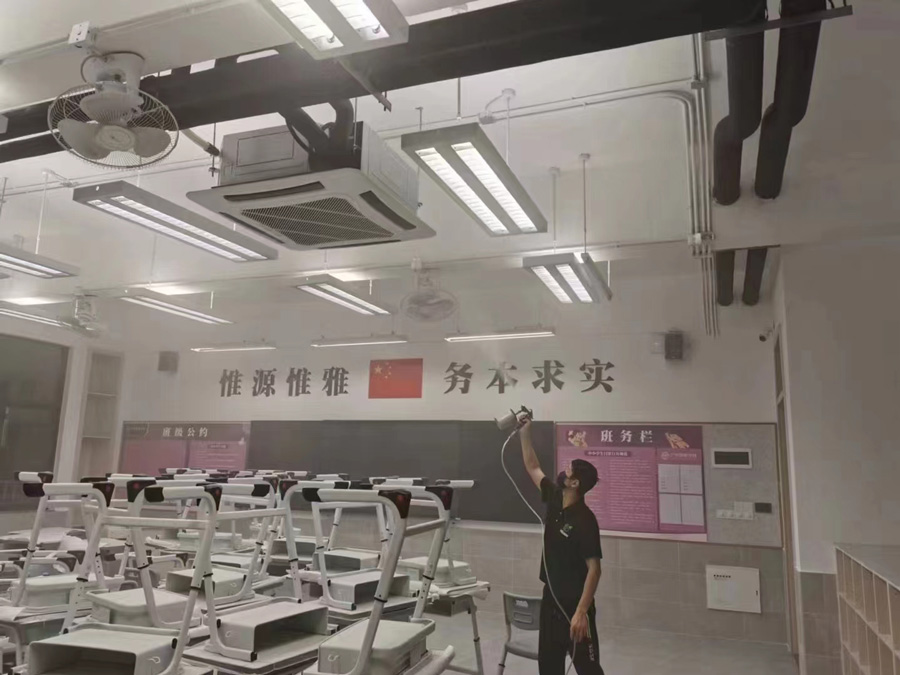 广州源雅学校除甲醛空气治理现场